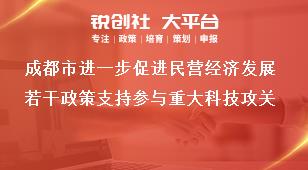成都市进一步促进民营经济发展若干政策支持参与重大科技攻关奖补政策