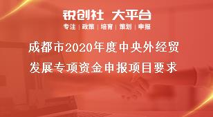 成都市2020年度中央外经贸发展专项资金申报项目要求奖补政策