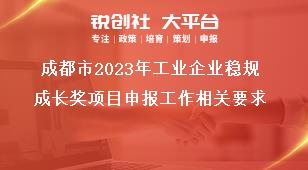 成都市2023年工业企业稳规成长奖项目申报工作相关要求奖补政策