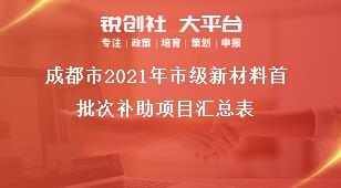 成都市2021年市级新材料首批次补助项目汇总表奖补政策
