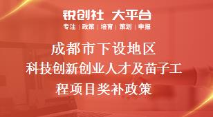 成都市下设地区科技创新创业人才及苗子工程项目奖补政策