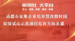 成都市征集企业培育智改数转国家级试点示范项目培育方向及遴选数量奖补政策