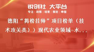 德阳“揭榜挂帅”项目榜单（技术攻关类））现代农业领域-水稻智能化直播装备及关键技术研究实施周期与考核指标奖补政策