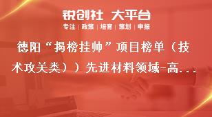 德阳“揭榜挂帅”项目榜单（技术攻关类））先进材料领域-高性能环保型钻井液处理剂的研制与生产技术实施周期与考核指标奖补政策