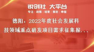 德阳：2022年度社会发展科技领域重点研发项目需求征集报送要求奖补政策