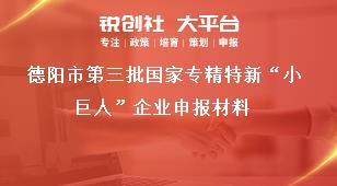 德阳市第三批国家专精特新“小巨人”企业申报材料奖补政策