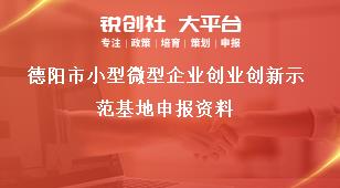 德阳市小型微型企业创业创新示范基地申报资料奖补政策