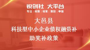 大邑县科技型中小企业债权融资补助奖补政策