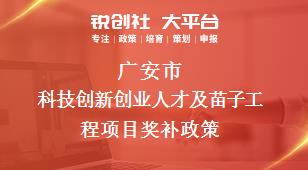 广安市科技创新创业人才及苗子工程项目奖补政策