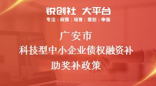 广安市科技型中小企业债权融资补助奖补政策