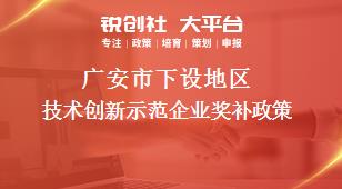 广安市下设地区技术创新示范企业奖补政策