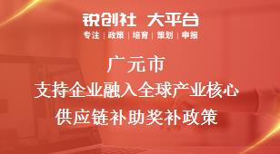 广元市支持企业融入全球产业核心供应链补助奖补政策