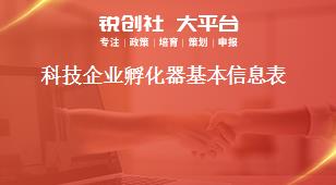 科技企业孵化器基本信息表奖补政策
