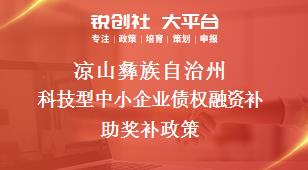 凉山彝族自治州科技型中小企业债权融资补助奖补政策