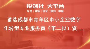 遴选成都市青羊区中小企业数字化转型专业服务商（第二批）资格条件奖补政策