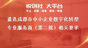 遴选成都市中小企业数字化转型专业服务商（第二批）相关要求奖补政策
