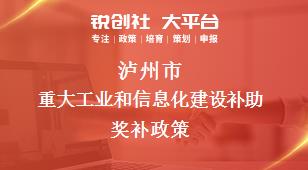 泸州市重大工业和信息化建设补助奖补政策