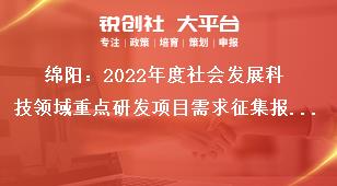 绵阳：2022年度社会发展科技领域重点研发项目需求征集报送要求奖补政策