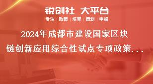 2024年成都市建设国家区块链创新应用综合性试点专项政策项目（第一批）申报工作工作要求奖补政策