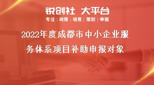 2022年度成都市中小企业服务体系项目补助申报对象奖补政策