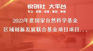 2023年度国家自然科学基金区域创新发展联合基金项目项目定位奖补政策