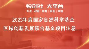 2023年度国家自然科学基金区域创新发展联合基金项目注意事项奖补政策