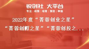 2022年度“菁蓉创业之星”“菁蓉创孵之星”“菁蓉创投之星”推荐推荐办法奖补政策