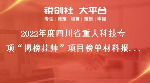2022年度四川省重大科技专项“揭榜挂帅”项目榜单材料报送奖补政策