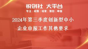 2024年第三季度创新型中小企业申报工作其他要求奖补政策