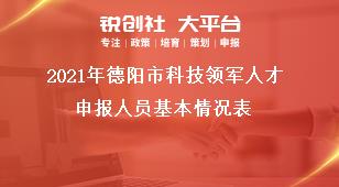 2021年德阳市科技领军人才申报人员基本情况表奖补政策