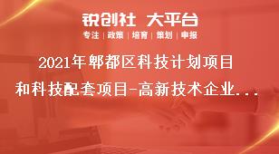 2021年郫都区科技计划项目和科技配套项目-高新技术企业配套补助申报奖励标准奖补政策