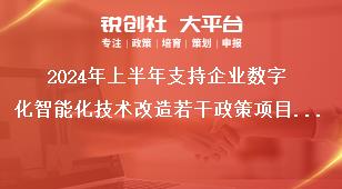 2024年上半年支持企业数字化智能化技术改造若干政策项目申报工作申报条件奖补政策