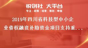 2019年四川省科技型中小企业债权融资补助资金项目支持重点及方式奖补政策