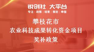 攀枝花市农业科技成果转化资金项目奖补政策