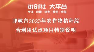 邛崃市2023年农作物秸秆综合利用试点项目特别说明奖补政策