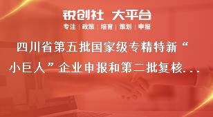 四川省第五批国家级专精特新“小巨人”企业申报和第二批复核工作程序奖补政策