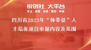 四川省2023年“师带徒”人才培养项目申报内容及范围奖补政策