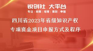 四川省2023年省级知识产权专项资金项目申报方式及程序奖补政策