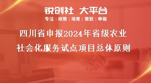 四川省申报2024年省级农业社会化服务试点项目总体原则奖补政策
