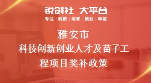 雅安市科技创新创业人才及苗子工程项目奖补政策