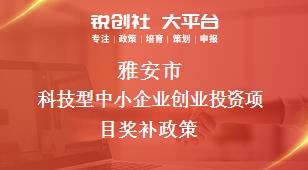 雅安市科技型中小企业创业投资项目奖补政策