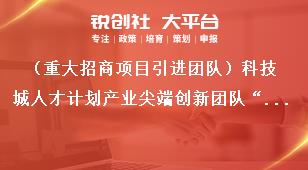 （重大招商项目引进团队）科技城人才计划产业尖端创新团队“卓越计划”项目申报书奖补政策